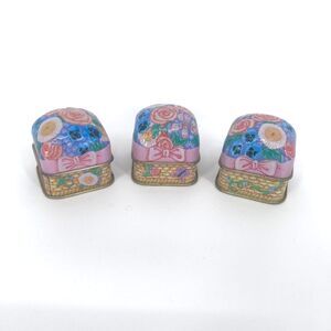 Small Earring Metal Boxes Set of 3 Trinket Jewelry Keepsake Tins Square 2x2